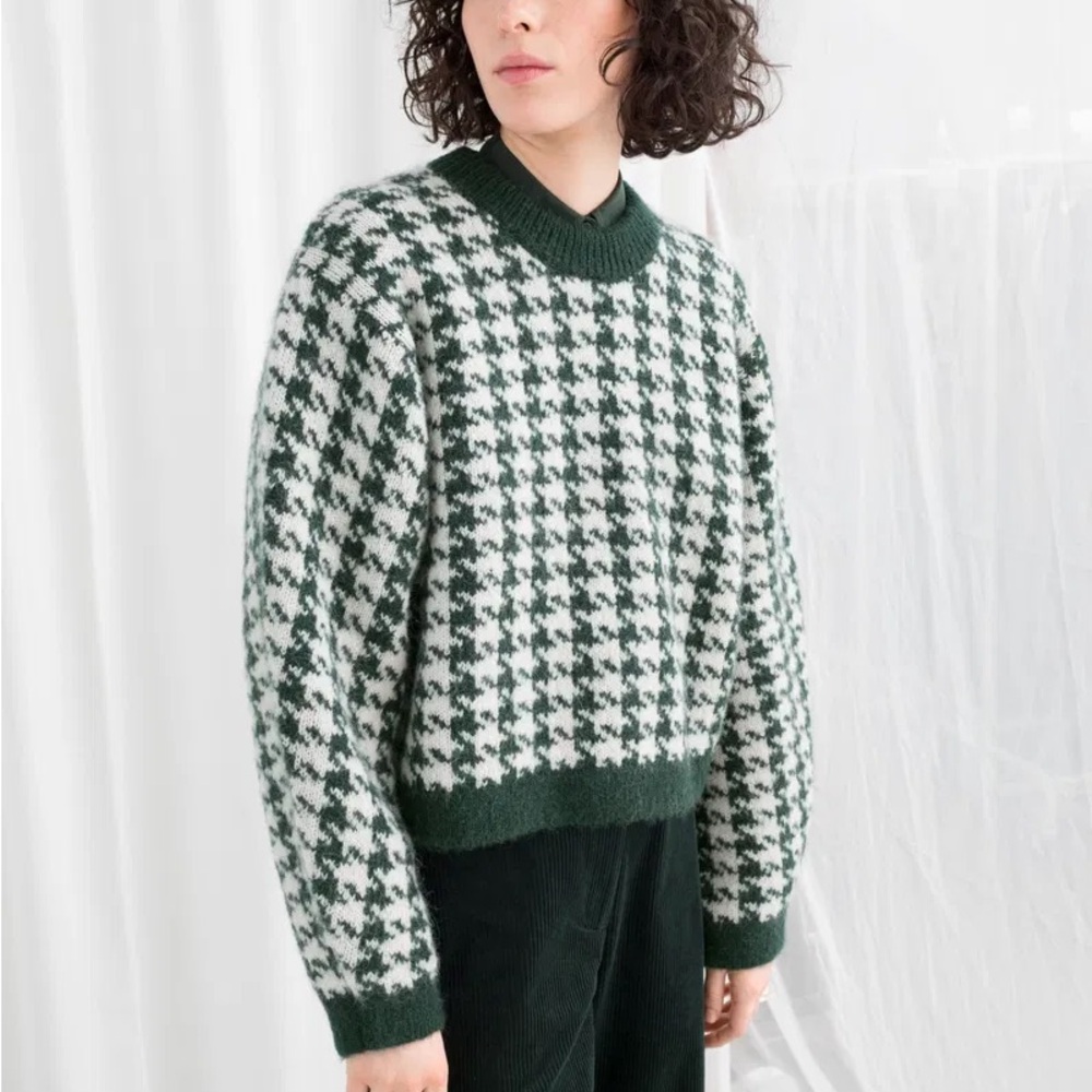 & Other Stories Houndstooth Crewneck Sweater - Picture 1 of 8
